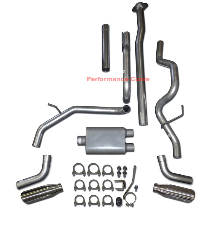 09-14 Ford F150 4.6 5.0 5.4 Catback Dual Exhaust Side Exit - FullBoar 2 Chamber - Side Exit Polished Tips