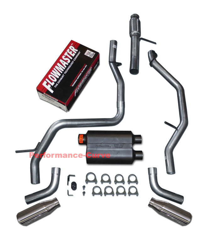 2009 - 2014 Chevrolet Tahoe GMC Yukon Dual Exhaust Kit w/ Flowmaster Super 44 - Polished Tips