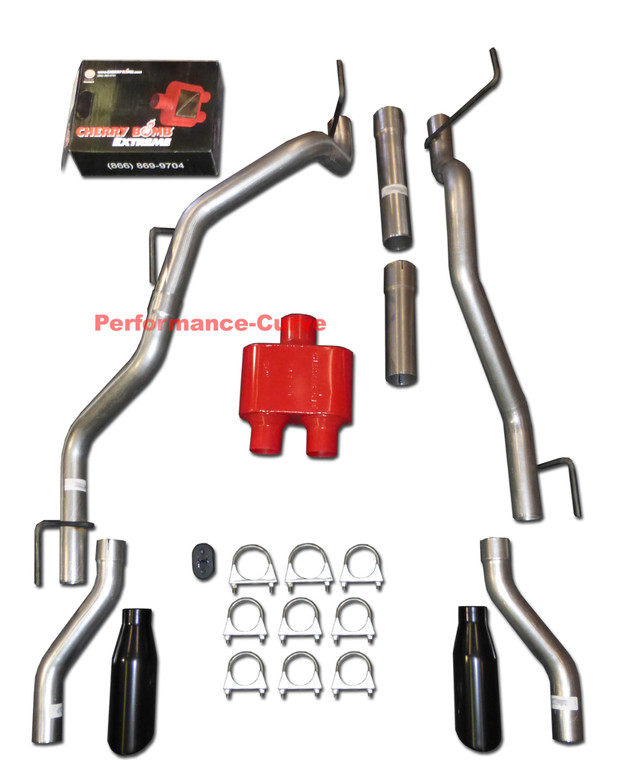 09-21 Dodge Ram Catback Performance Dual Exhaust Rear Exit - Cherry Bomb Extreme - Black Tips