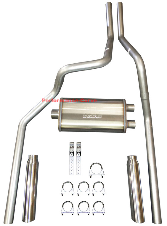 06-08 Dodge Ram Mandrel Bent Dual Exhaust w/ MagnaFlow Muffler - Mellow Tone - Polished Tips