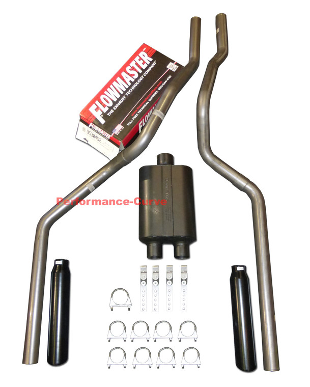 88-93 Chevrolet GMC Truck 4.3 5.0 5.7 Dual Exhaust Mandrel - Flowmaster Super 40 - Black Tips