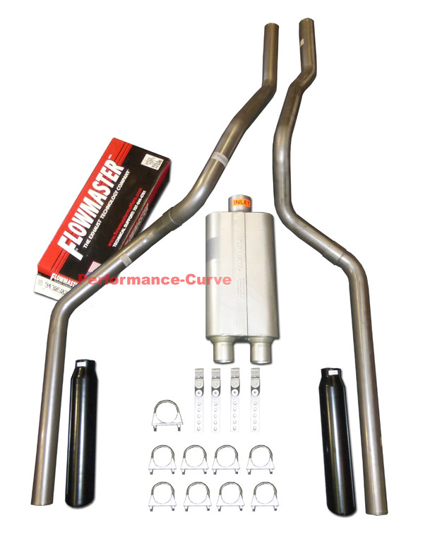 88-93 Chevrolet GMC Truck 4.3 5.0 5.7 Dual Exhaust Mandrel - Flowmaster 50 Delta - Black Tips