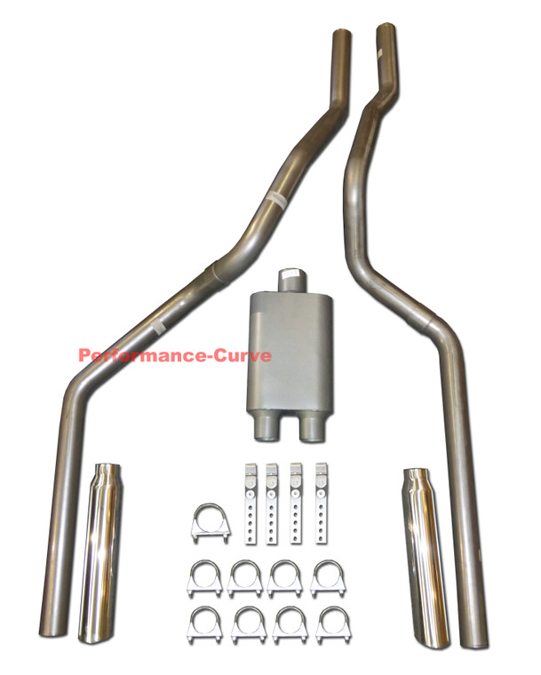 88-93 Chevrolet GMC Truck 4.3 5.0 5.7 Dual Exhaust Mandrel w/ 2 Chamber Muffler - Polished Tips