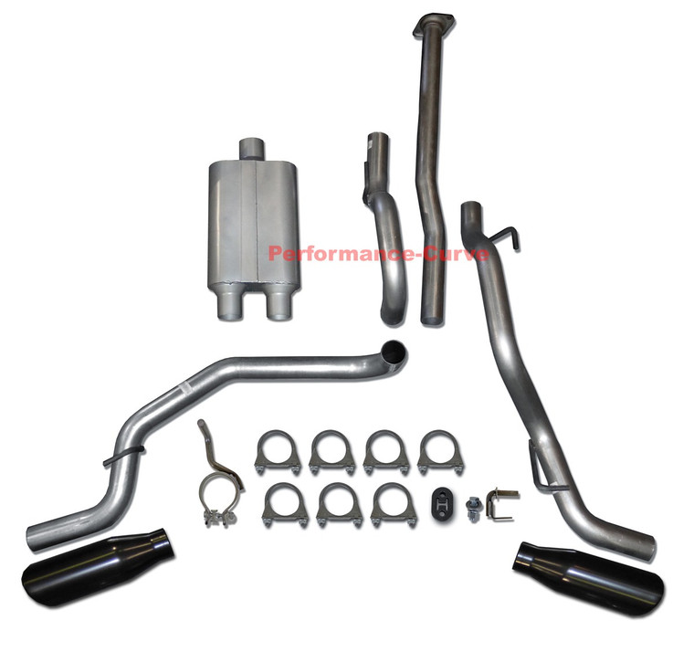 05-12 Toyota Tacoma 4.0 Catback Dual Exhaust Side Exit w/ Full Boar Two Chamber - Black Tips