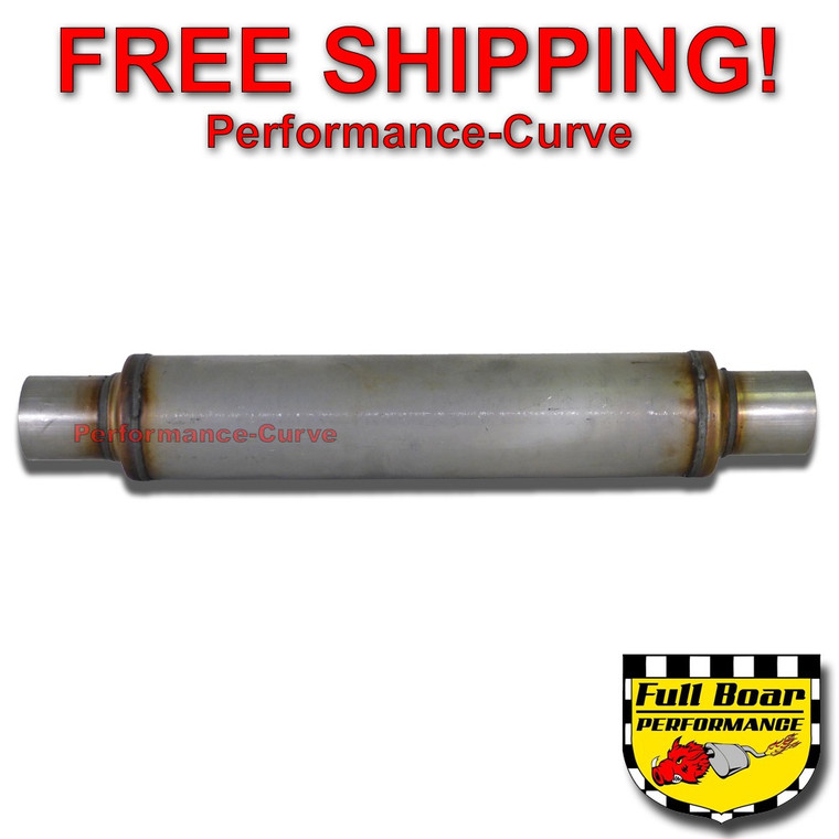 Performance Muffler MAX FLOW Stainless Steel 2.5" - 4" Round - 18" Body JXS0426