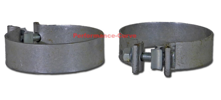 4" ID Exhaust Band Clamp - Diesel - Aluminized - 1" Thick - Pair