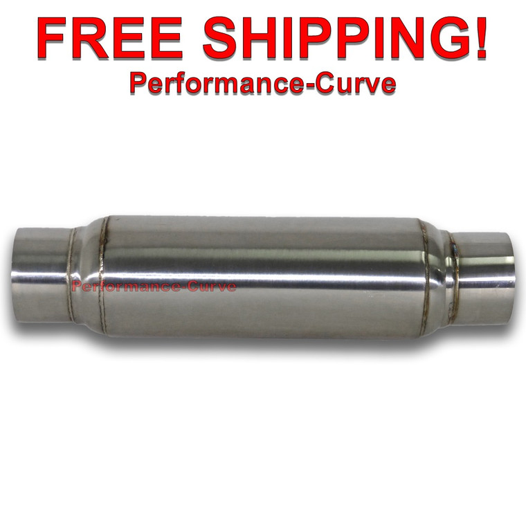 Exhaust Muffler / Resonator - 304 Stainless Steel - 3" In - 16" Long