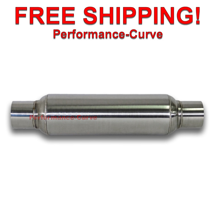 Exhaust Muffler / Resonator - 304 Stainless Steel - 2.25" In - 16" Long