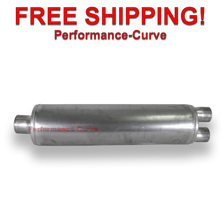 Full Boar Heavy Duty Welded Truck Muffler 3" in / Dual 2.5" out - Reversible