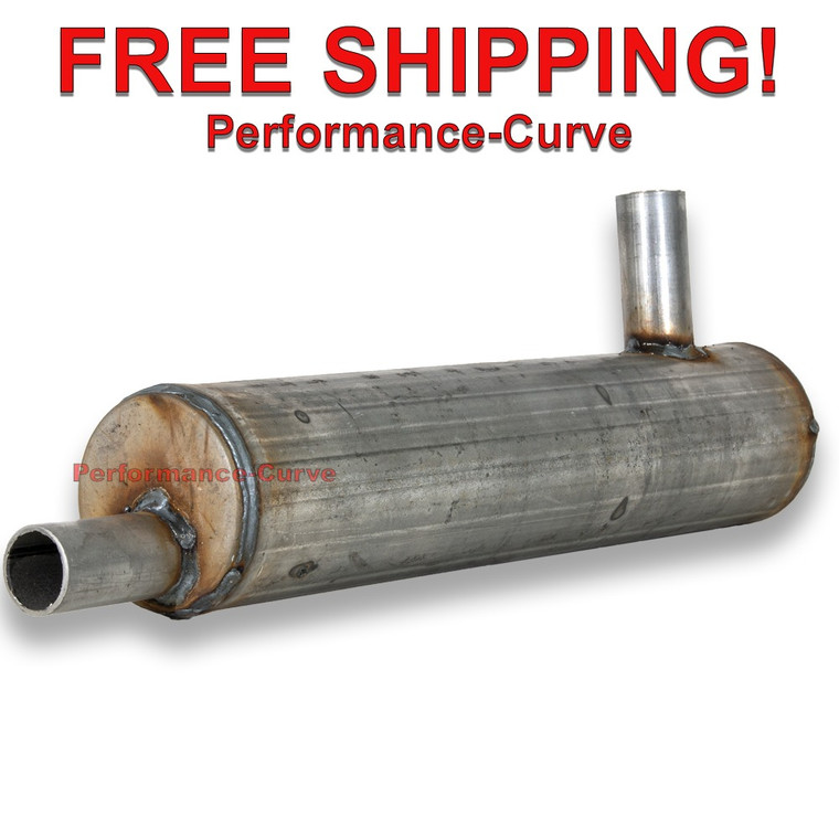 Full Boar Welded Round Generator Muffler 1.5" in - 18" Body - 21" Overall