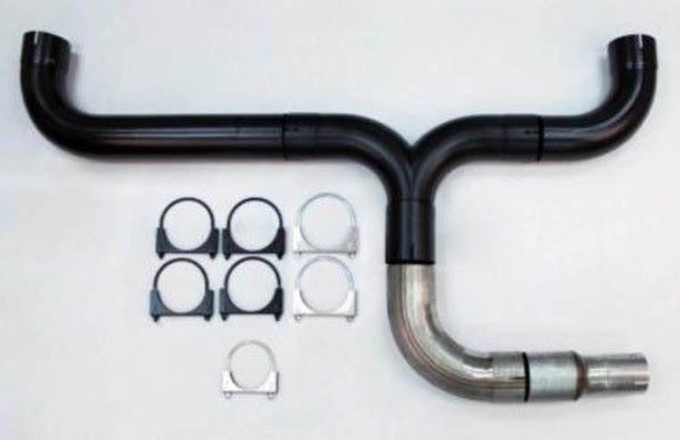 4" Diesel Exhaust Dual Stack Pipe Kit - 409 Stainless Steel- Black - DK400BK