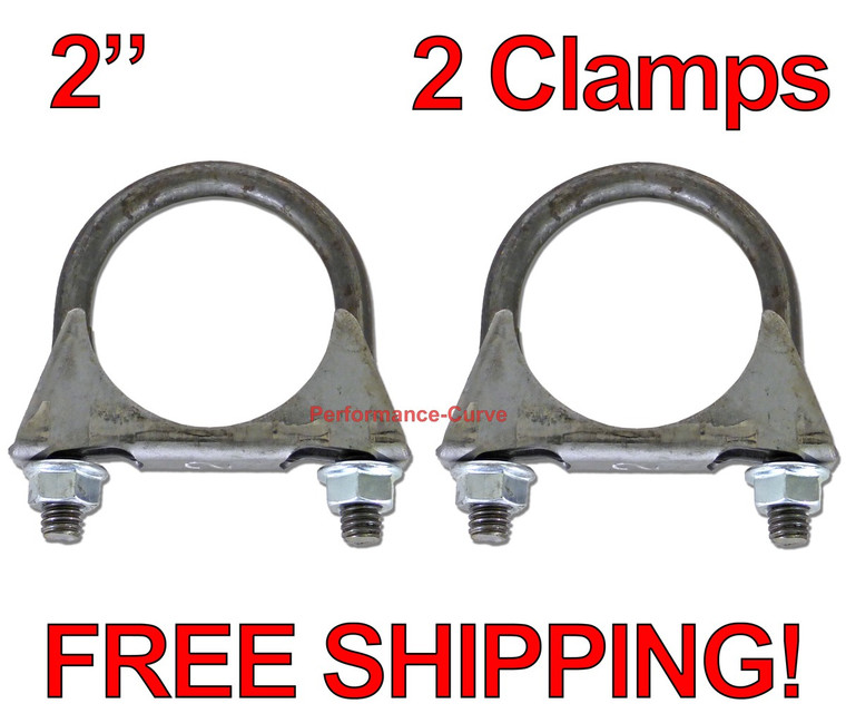 2" Exhaust U-Bolt Clamp - 5/16" Rod - Standard Duty - Saddle Style - 2 Pack