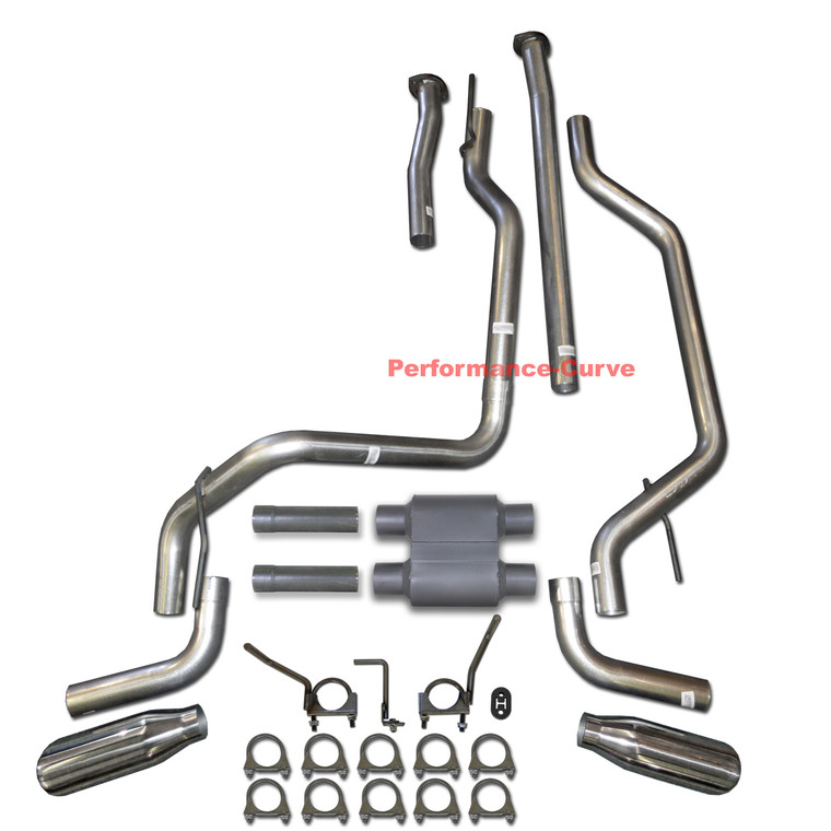 Performance Dual Exhaust Kit w/ One Chamber Muffler Fits 09 - 20 Toyota Tundra - Side Exit Stainless