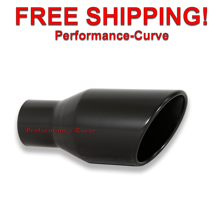 Black Powder Coated Stainless Exhaust Tip 2.5" Inlet - 4" Outlet - 9" Long