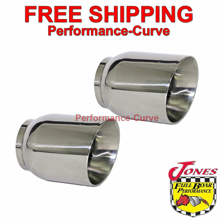 Stainless Steel Exhaust Tip Pair Double Wall Angle 3" Inlet - 4" Outlet