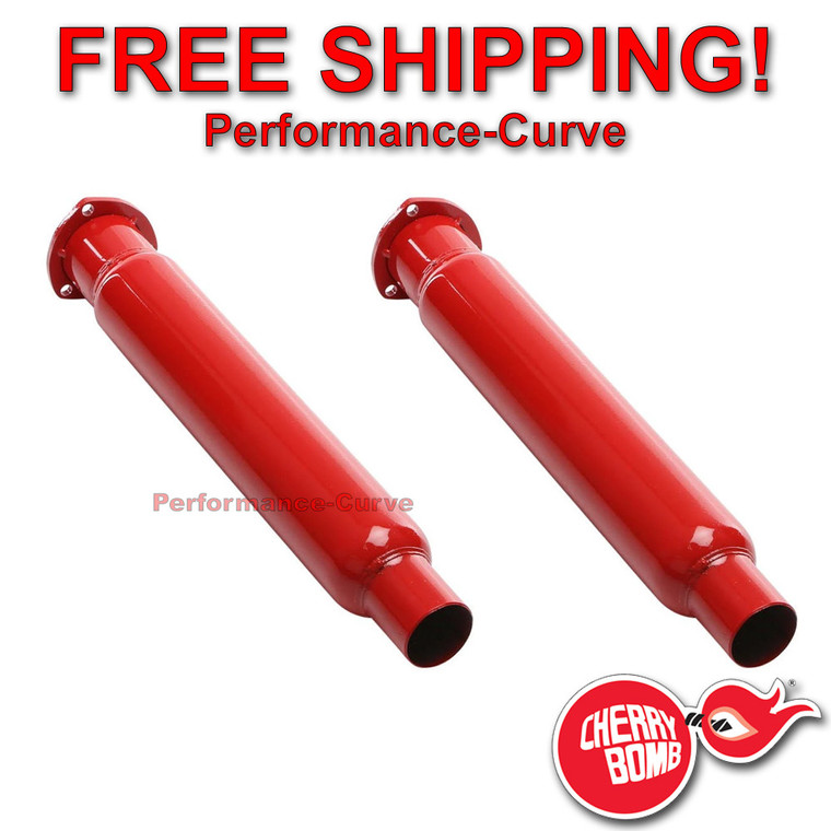 Pair of Cherry Bomb Header Mufflers 3 Bolt Flange - 23" Overall - 87556CB