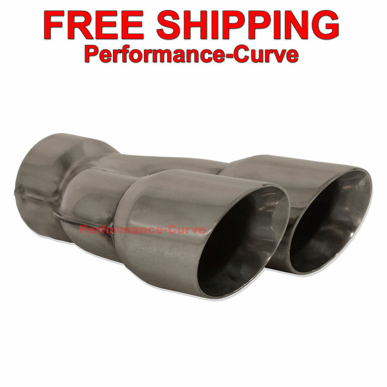 Exhaust Tip SS Double Wall 3" Inlet - Dual 3" Outlet - 9.5" Long