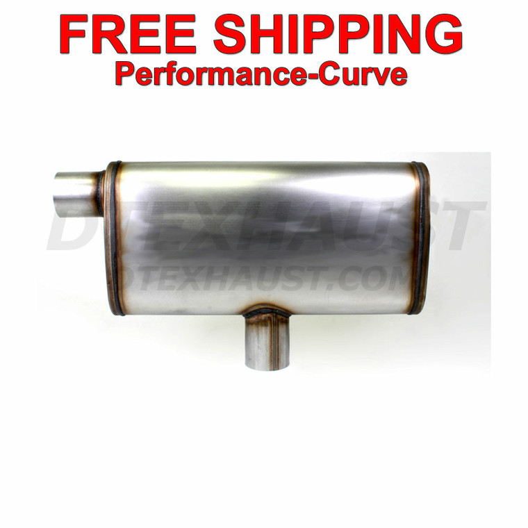 FLOW II Stainless Steel Performance Muffler - 2.5" - Center Body In / Offset Out
