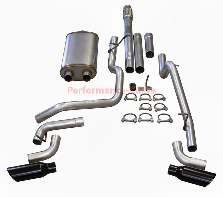 Dual Exhaust Kit MaxFlow Large Body Fits 19-26 Silverado/Sierra 1500 5.3L Black Tips