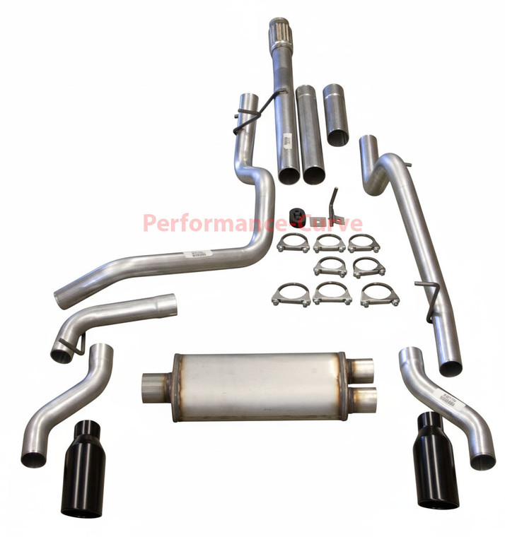 Dual Exhaust Kit MaxFlow Mid Body Fits 19-26 Silverado/Sierra 1500 5.3L Black Tips Rear Exit