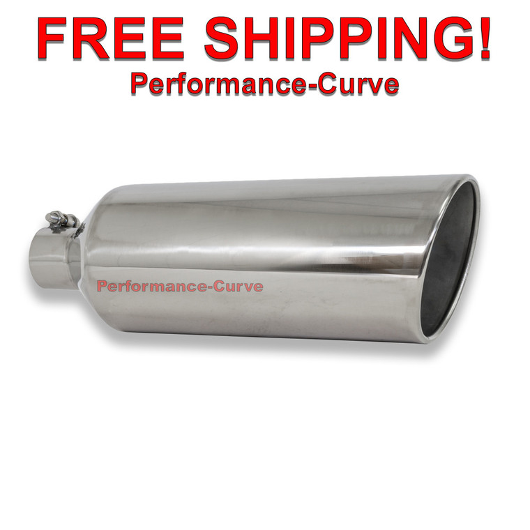 Stainless Steel Truck / Diesel / SUV Exhaust Tip 2.5" In - 6" Outlet - 18" Long