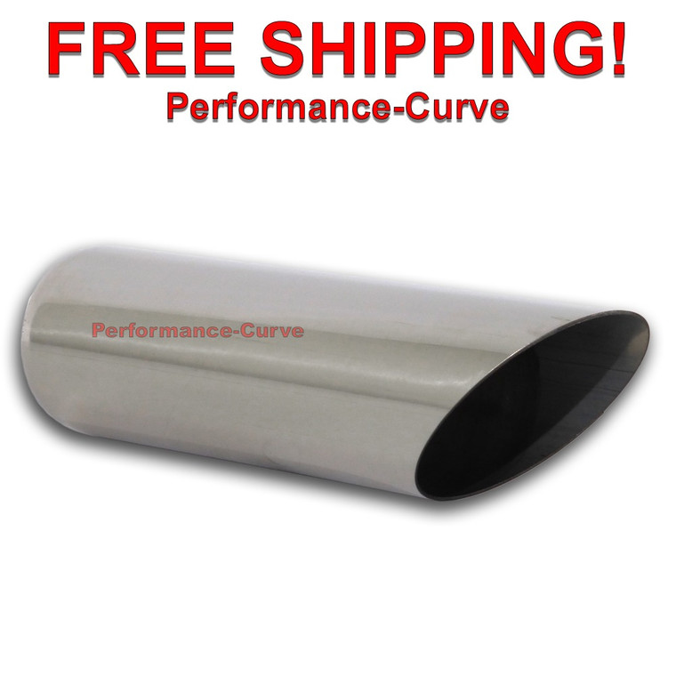 Stainless Steel Exhaust Tip Angle Cut - 2.25" Inlet - 2.5" Outlet - 9" Long
