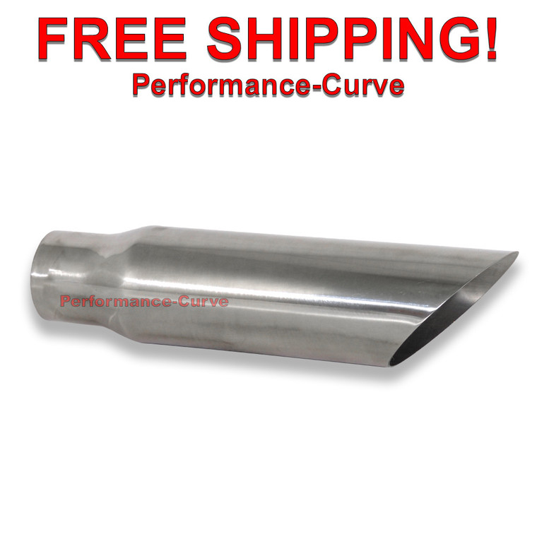 Stainless Steel Exhaust Tip Angle Cut 2.25" Inlet - 3" Outlet - 12" Long