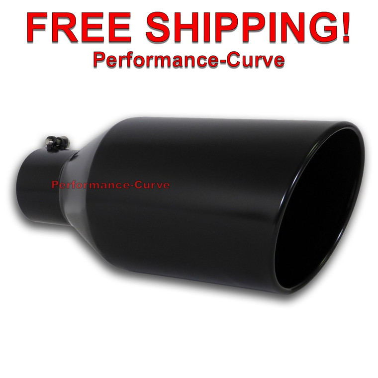 Black Diesel Stainless Steel Bolt On Exhaust Tip 4" Inlet - 8" Outlet - 18" Long