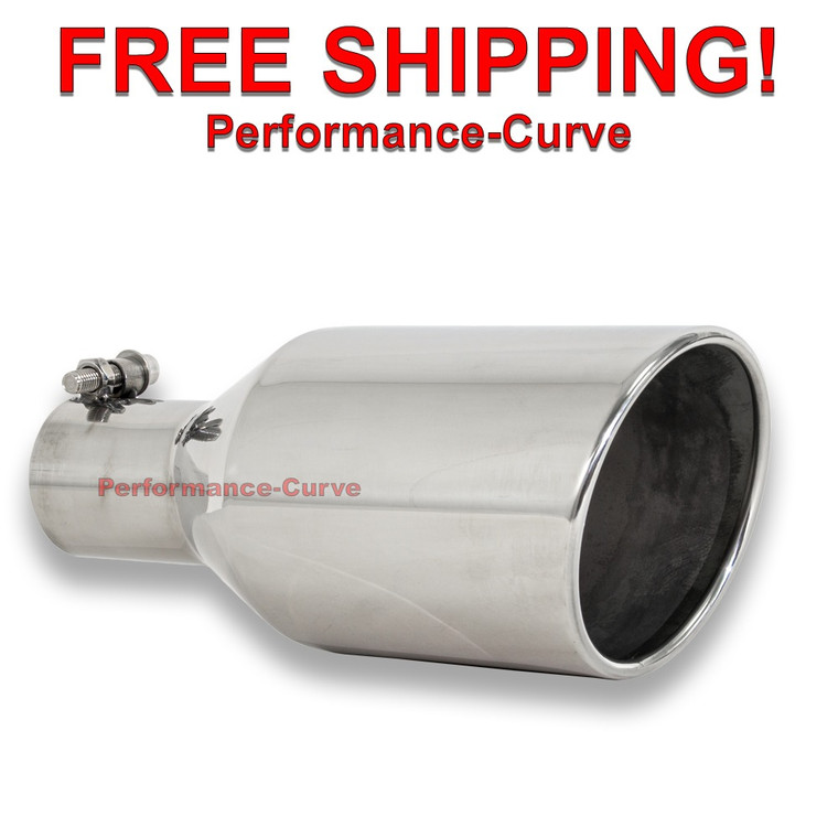 Diesel Stainless Steel Bolt On Exhaust Tip 2.5" Inlet - 5" Outlet - 12" Long