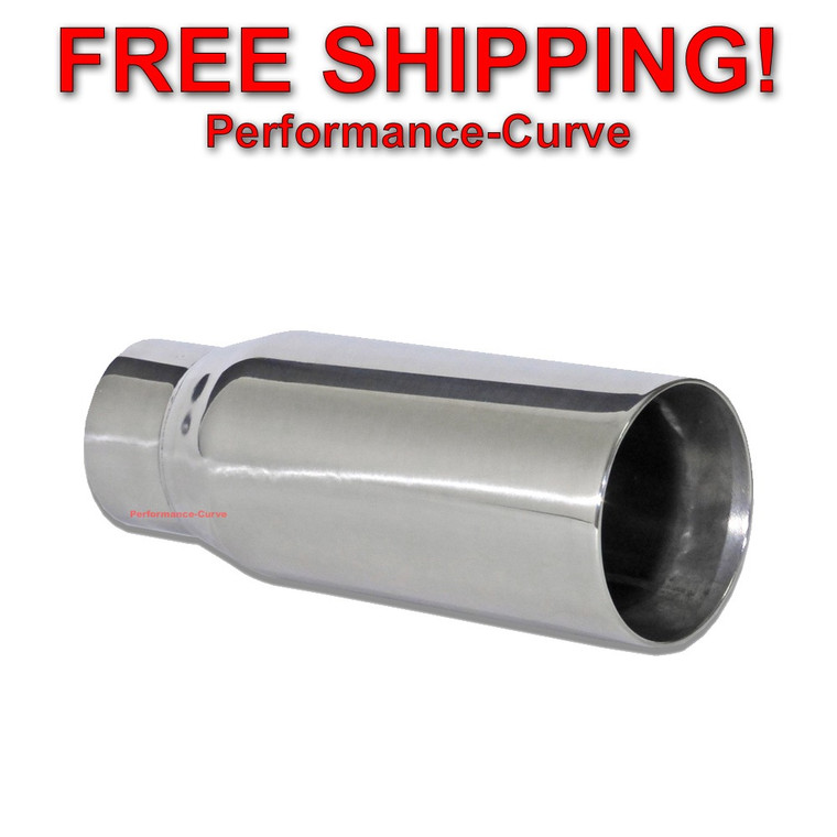 Stainless Steel Exhaust Tip Double Wall Slant 2.25" Inlet - 3" Outlet - 8" Long