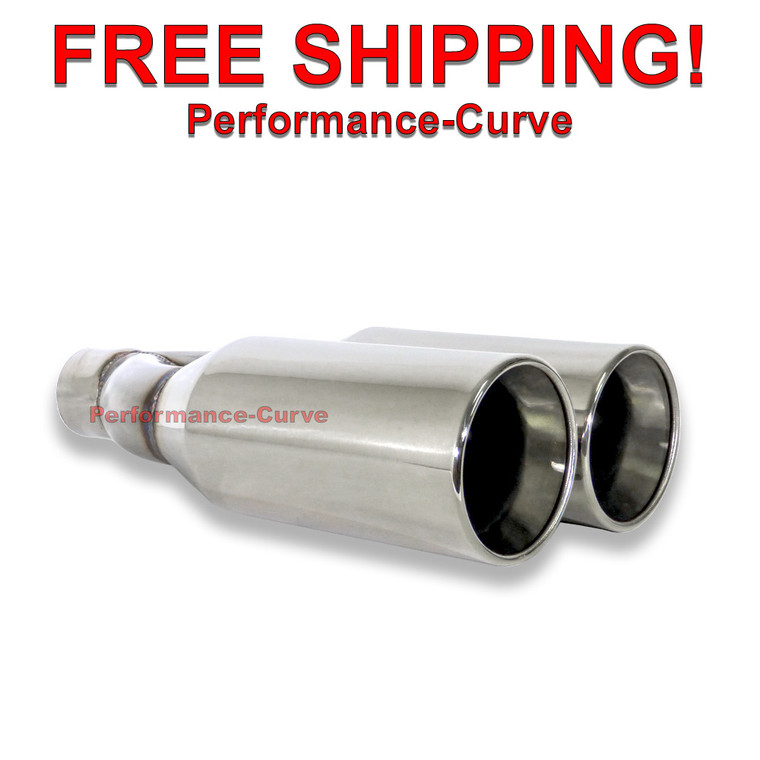 Stainless Steel Exhaust Tip Double Wall Pencil Rolled Edge - 3" in / Dual 5" Out