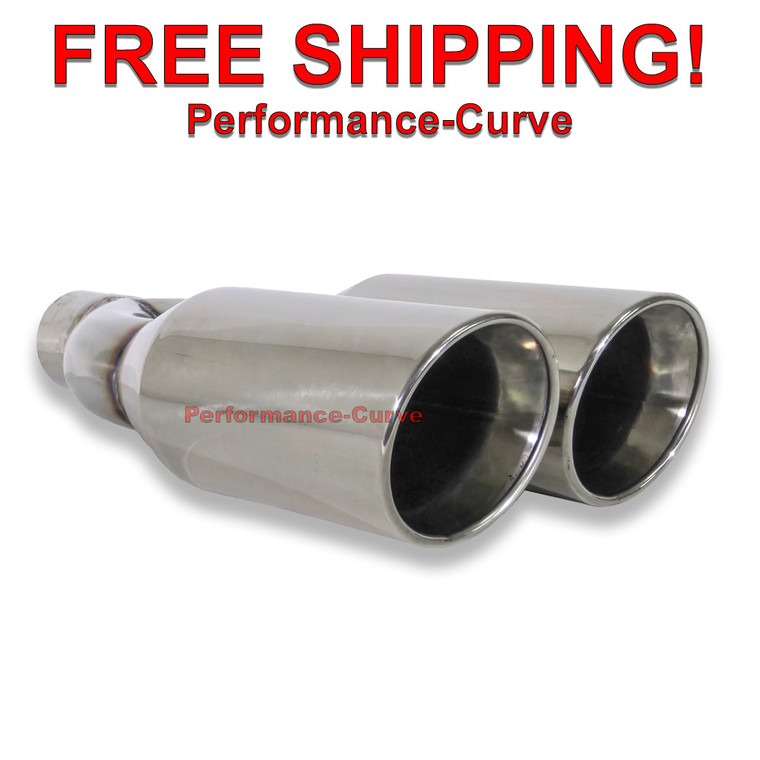 Stainless Steel Exhaust Tip Double Wall Rolled Edge - 3" in / Dual 5" Out