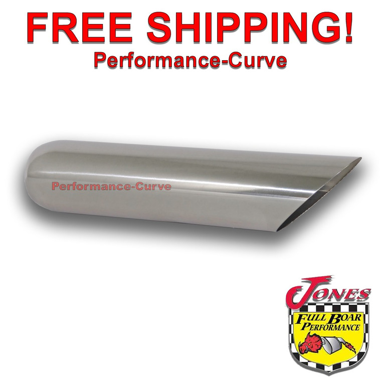 Stainless Steel Exhaust Tip Angle Cut - 2.25" Inlet - 3.5" Outlet - 16" Long