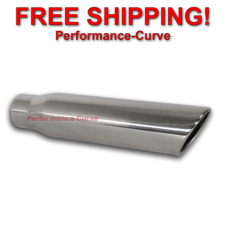 Stainless Steel Polished Exhaust Tip Rolled Edge 3" Inlet - 4" Outlet - 18" Long