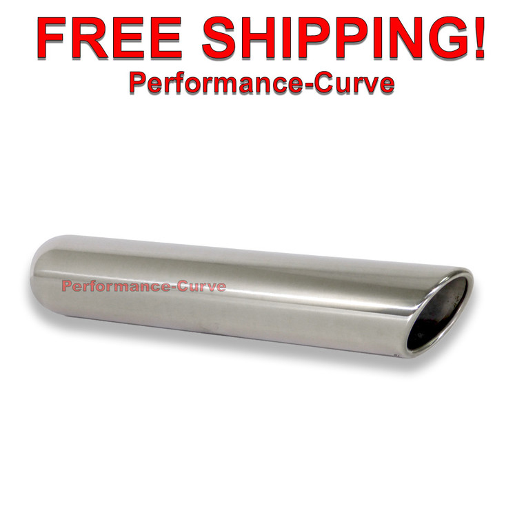 Stainless Steel Rolled Edge Exhaust Tip 2.25" Inlet - 3" Outlet - 16" Long