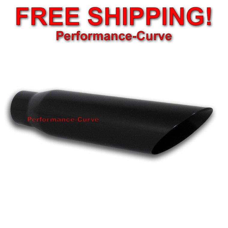 Black Powder Coated Stainless Steel Exhaust Tip 3" Inlet - 4" Outlet - 18" Long