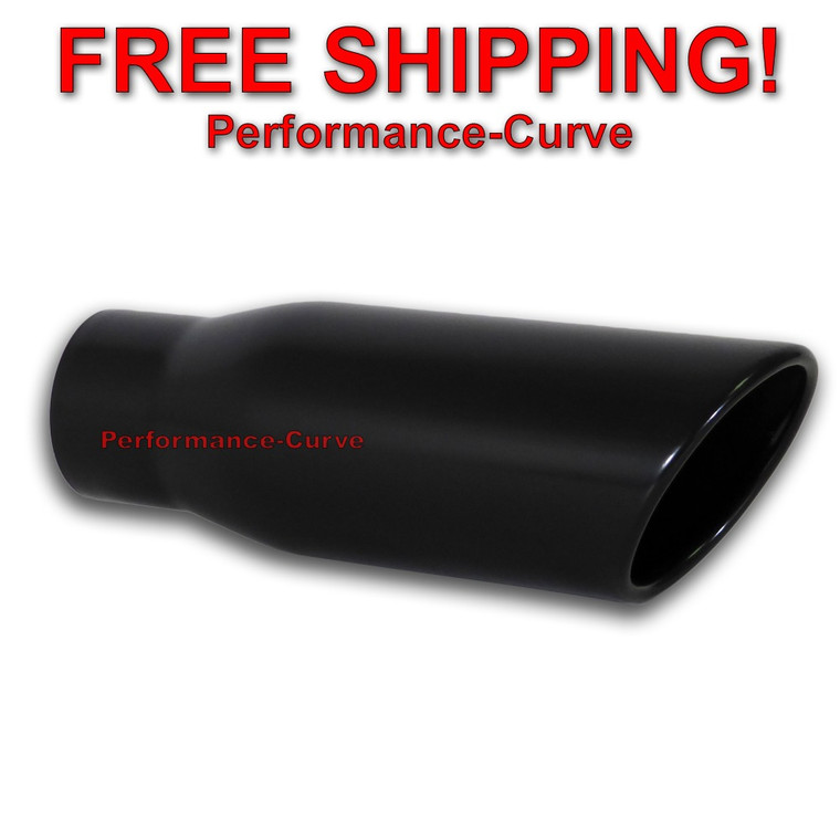Black Powder Coated Stainless Steel Exhaust Tip 3" Inlet - 4" Outlet - 12" Long