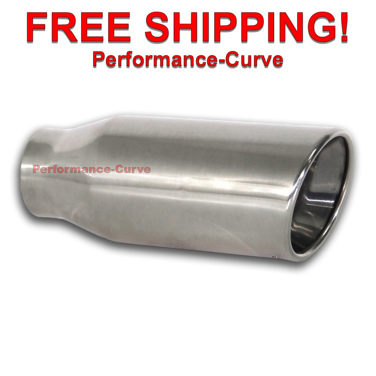 Polished Stainless Steel Exhaust Tip DW Resonated 2.25" In - 3.5" Out - 8" Long