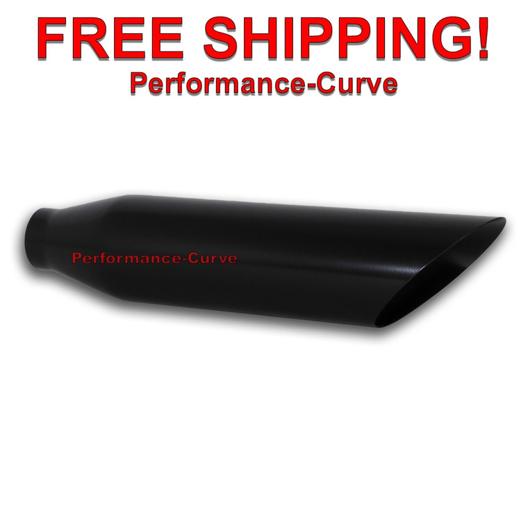 Black Powder Coat Stainless Steel Exhaust Tip 2.5" Inlet - 4" Outlet - 18" Long