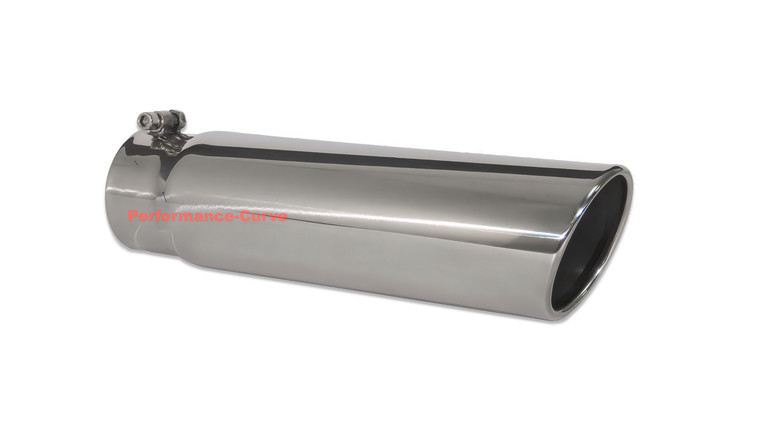 Stainless Steel Exhaust Tip Angle Cut - 3.5" Inlet - 4" Outlet - 15" Long