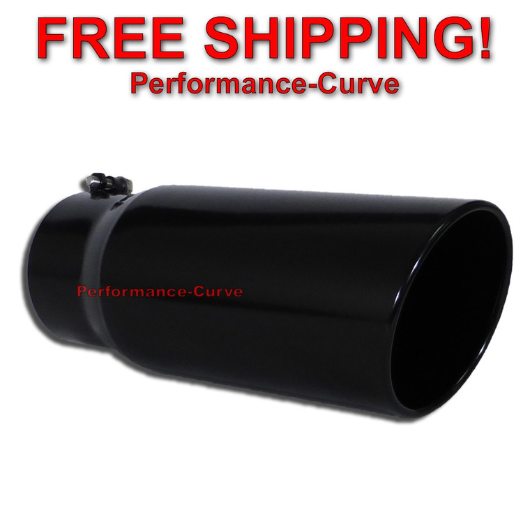 Black Diesel Stainless Steel Bolt On Exhaust Tip 5" Inlet - 6" Outlet - 15" Long