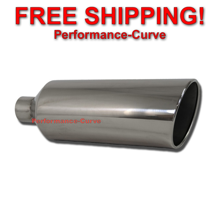 Stainless Steel Truck / Diesel / SUV Exhaust Tip 2.5" Inlet - 6" Outlet - 18" Long