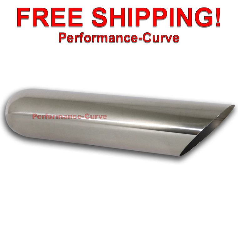 Stainless Steel Exhaust Tip Angle Cut - 2.5" Inlet - 4" Outlet - 18" Long