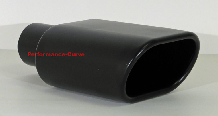 Black Exhaust Tip Rolled Oval Slant 2.25" Inlet - 5.5" x 3" Outlet