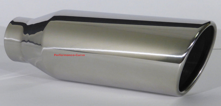 Stainless Steel Exhaust Tip Rolled Edge 2.5" Inlet - 4" Outlet - 12" Long