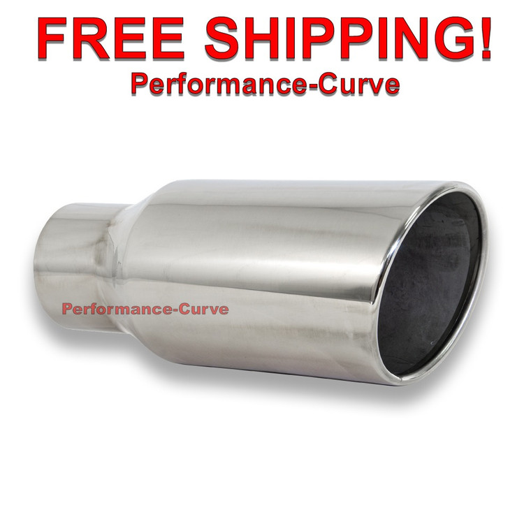 Diesel Polished Stainless Steel Exhaust Tip 3.5" Inlet - 5" Outlet - 12" Long