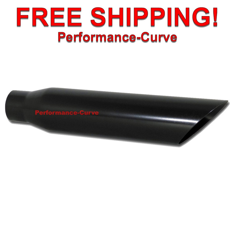 Black Powder Stainless Steel Exhaust Tip 2.5" Inlet - 3.5" Outlet - 18" Long