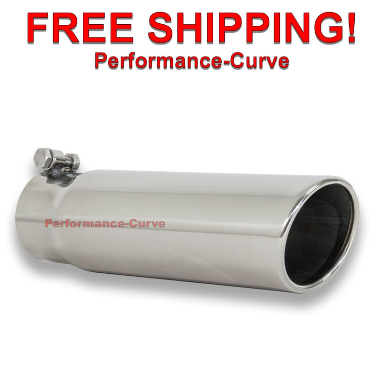 Stainless Steel Bolt On Exhaust Tip 3" Inlet - 3.5" Outlet - 12" Long