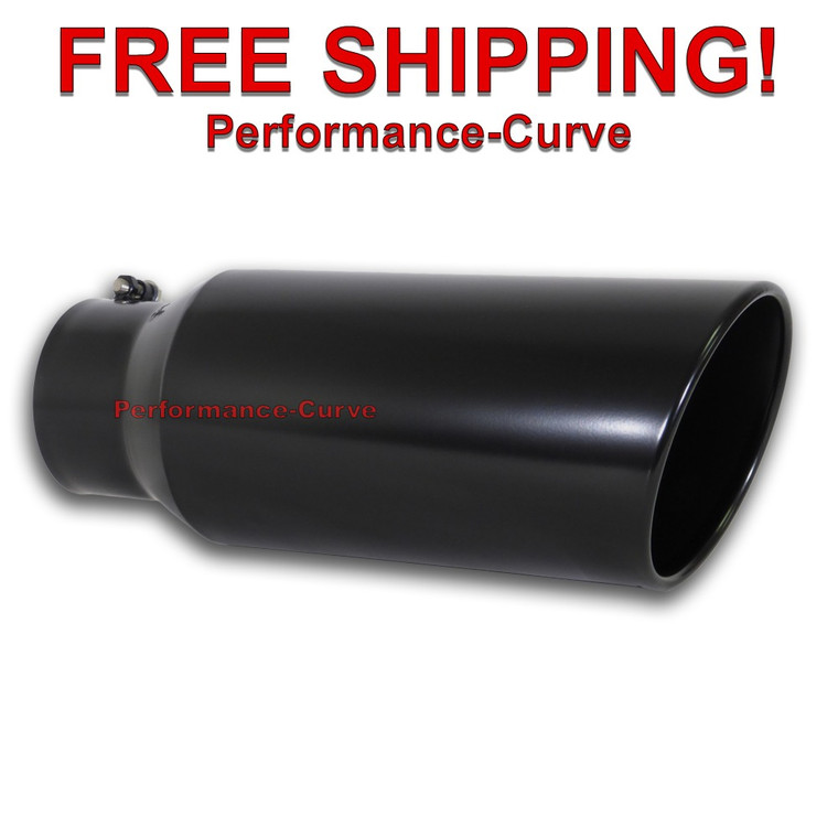 Black Diesel Stainless Steel Bolt On Exhaust Tip 5" Inlet - 7" Outlet - 18" Long