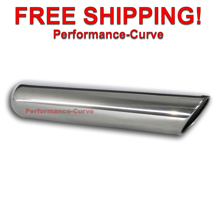 Stainless Steel Rolled Edge Exhaust Tip - 2.5" Inlet - 3.5" Outlet - 18" Long